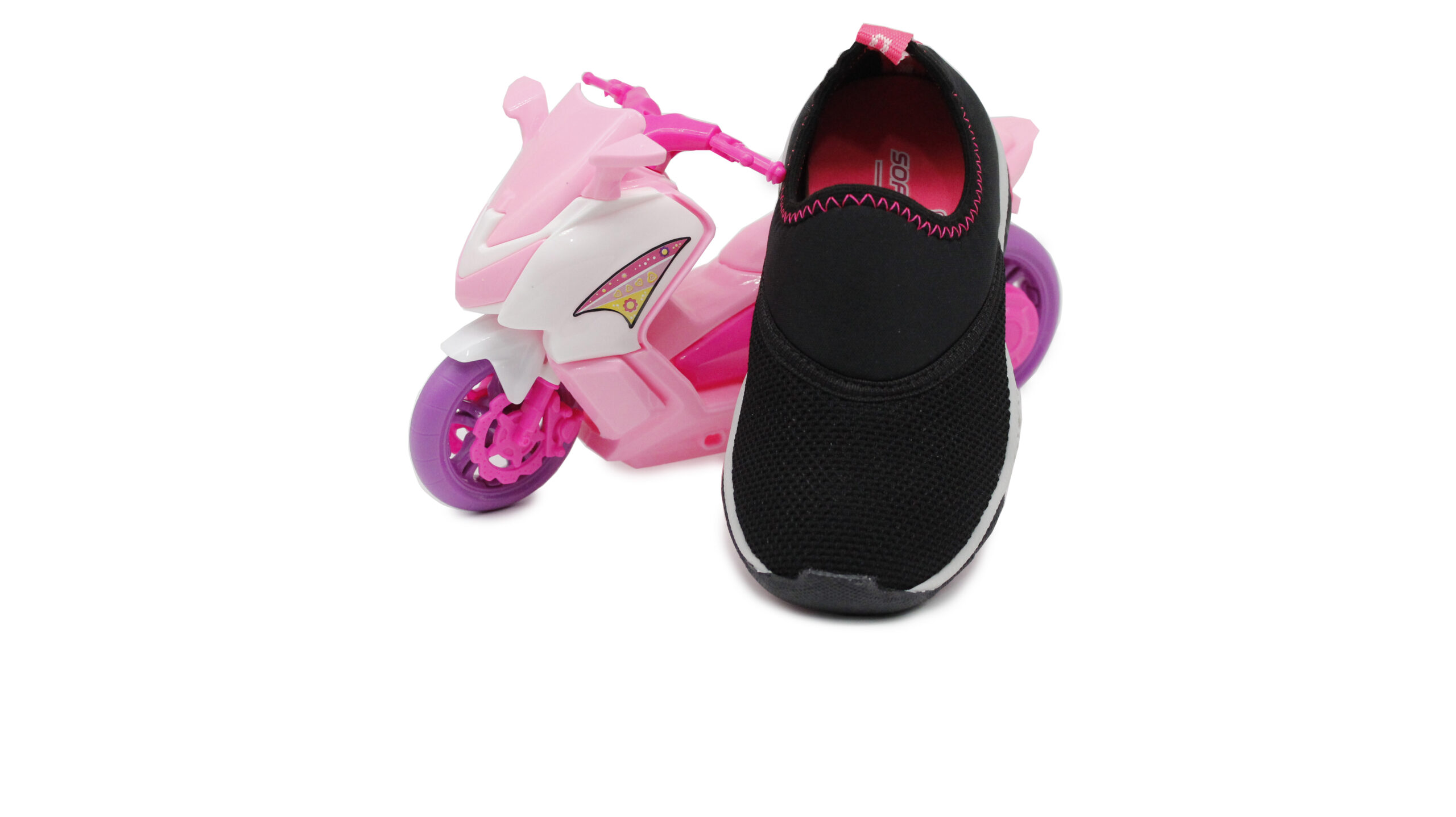 Tênis Infantil Kidy Play + Moto Feminino - Preto+Pink